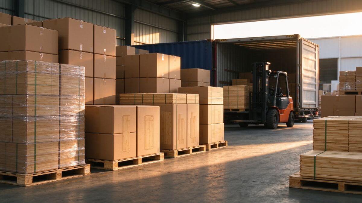 B2B bamboo sourcing, drop-test and maritime logistics