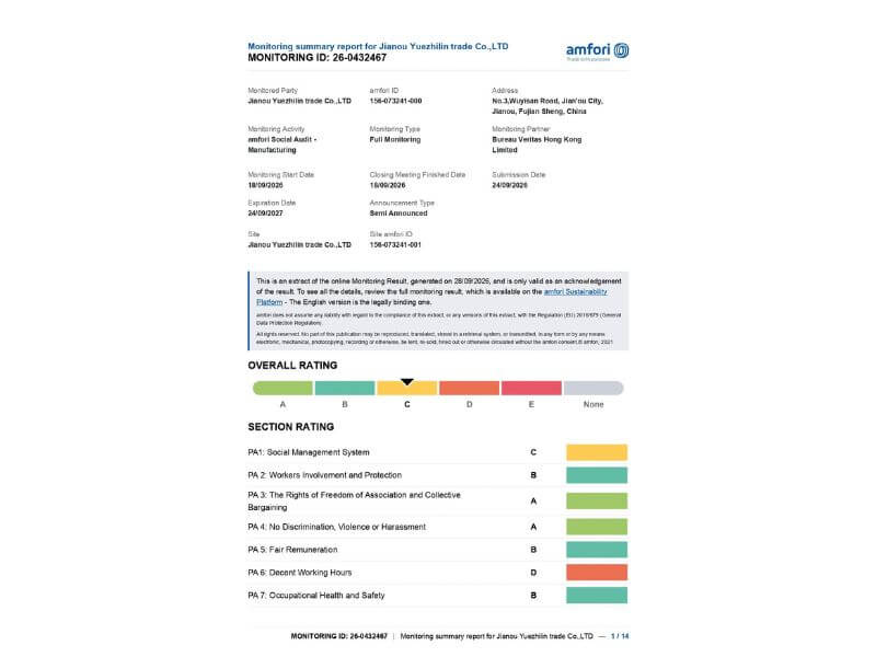amfori BSCI social audit report