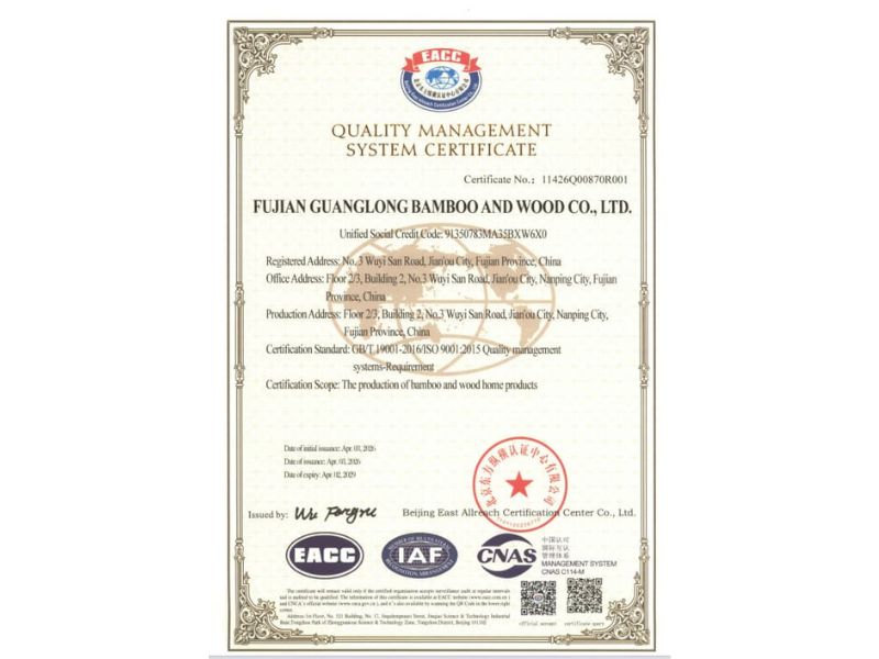 ISO 9001 Quality Management System Certificate