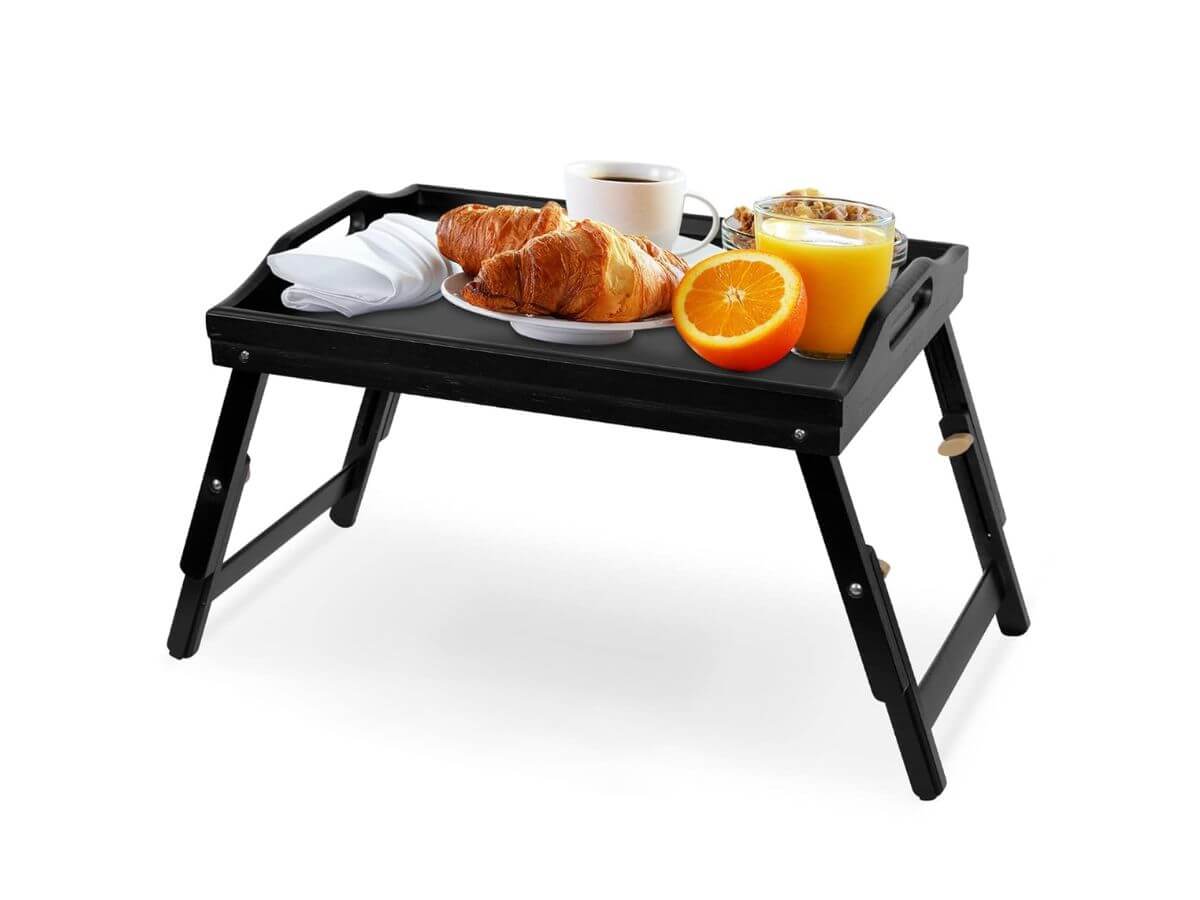 Black foldable bamboo bed tray and laptop desk