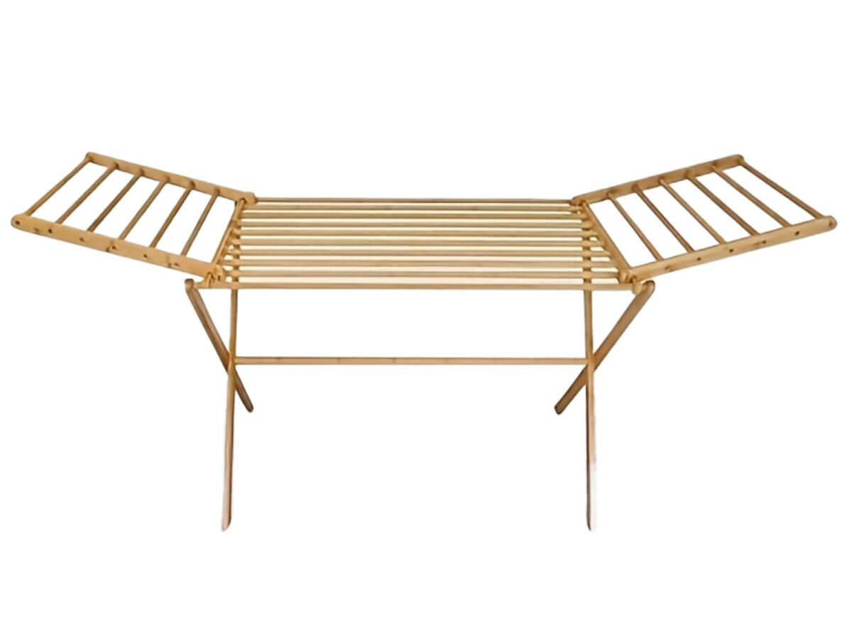 Freestanding foldable bamboo clothes drying rack
