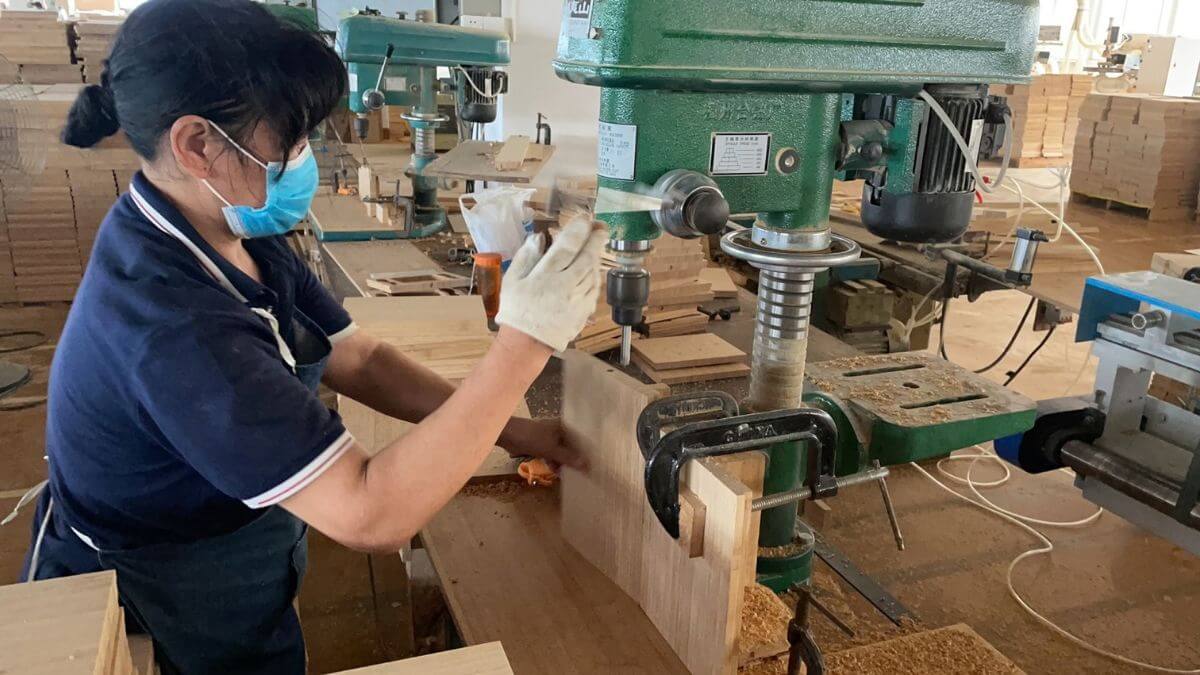 Hole Punching at MSL Bamboo factory