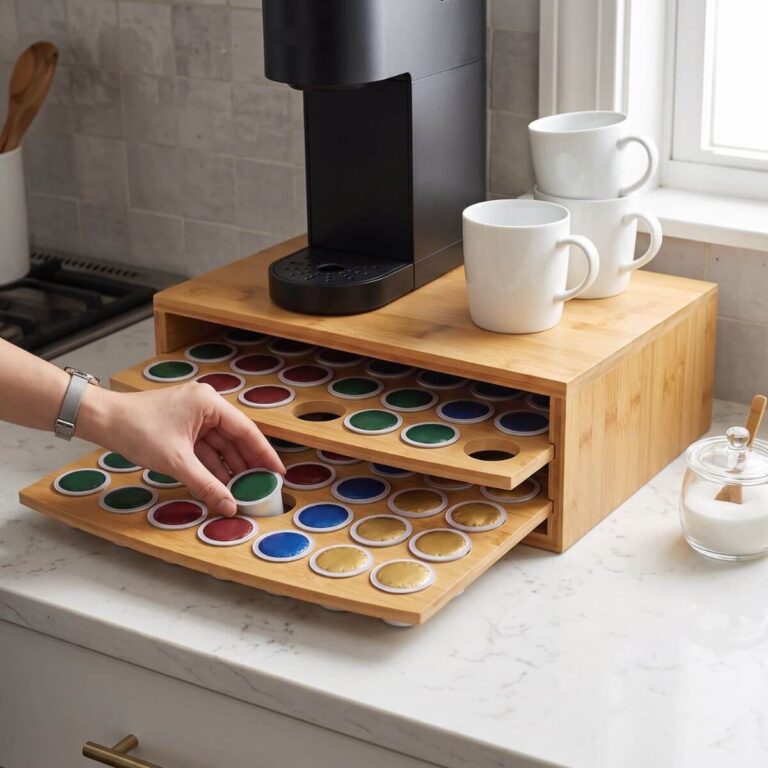 Bamboo Coffee Pod Organizer with 2 Drawers