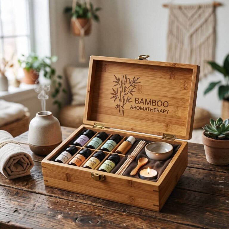 Bamboo Essential Oil Storage Box with Metal Latch