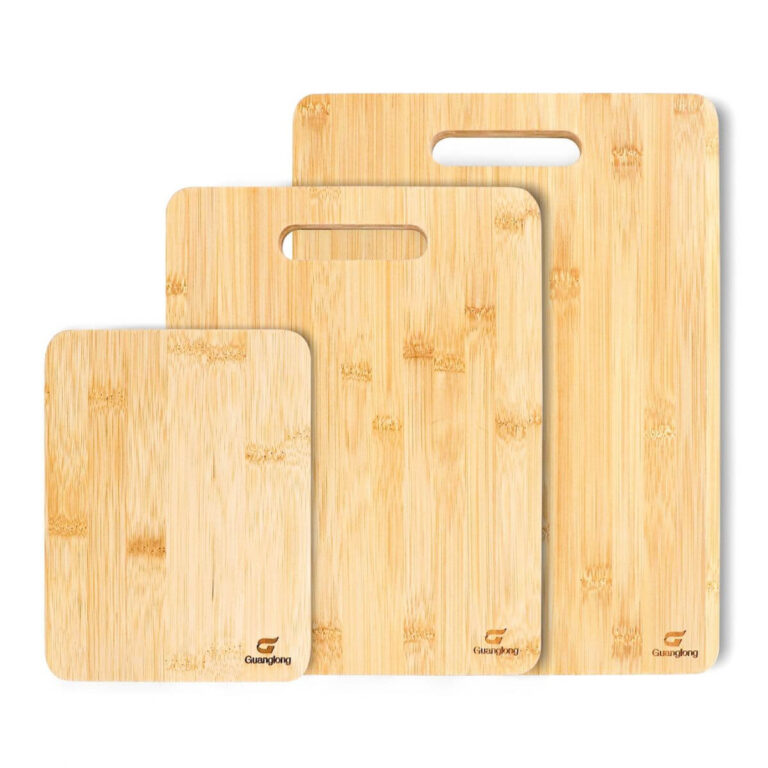 Custom Bamboo Cutting Board Set of 3 with Cut-Out Handles