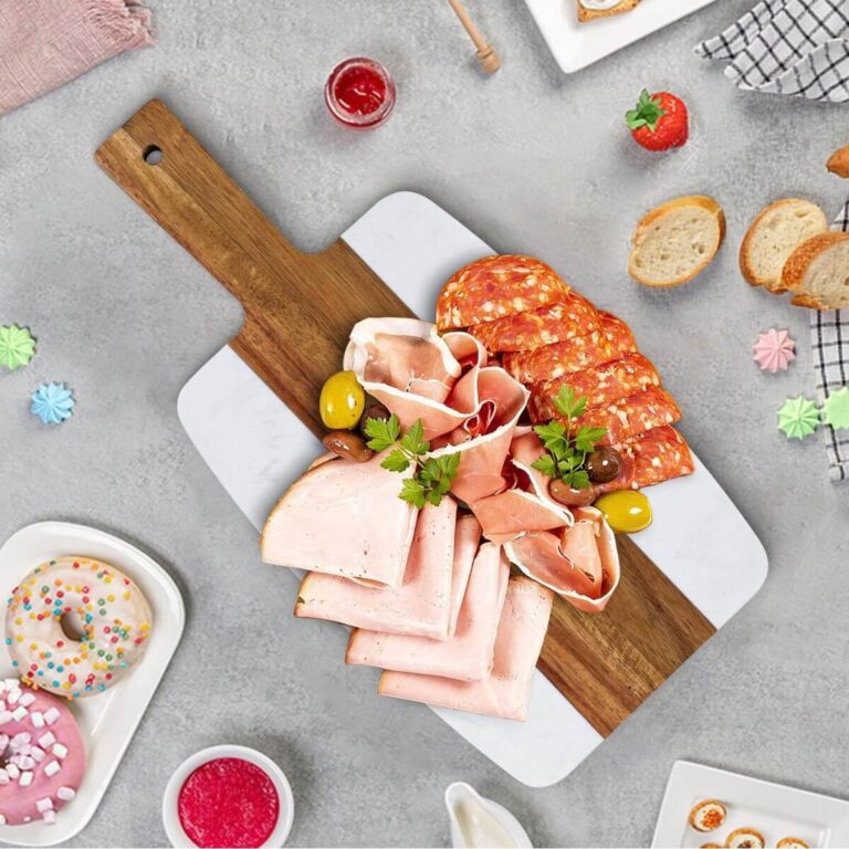 Marble & Acacia Wood Serving Board with Handle