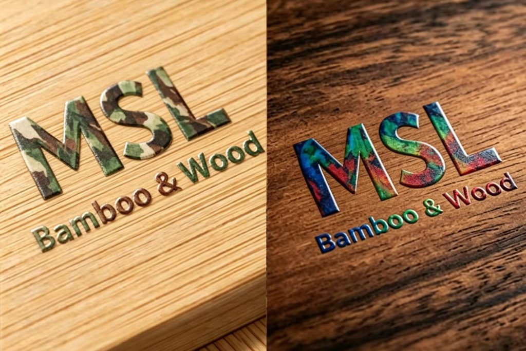 UV printed logo on wood cutting board