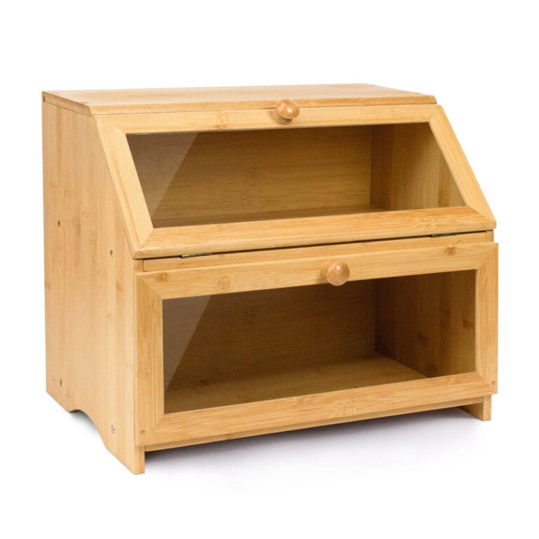 2-Tier Bamboo Bread Box with Acrylic Windows