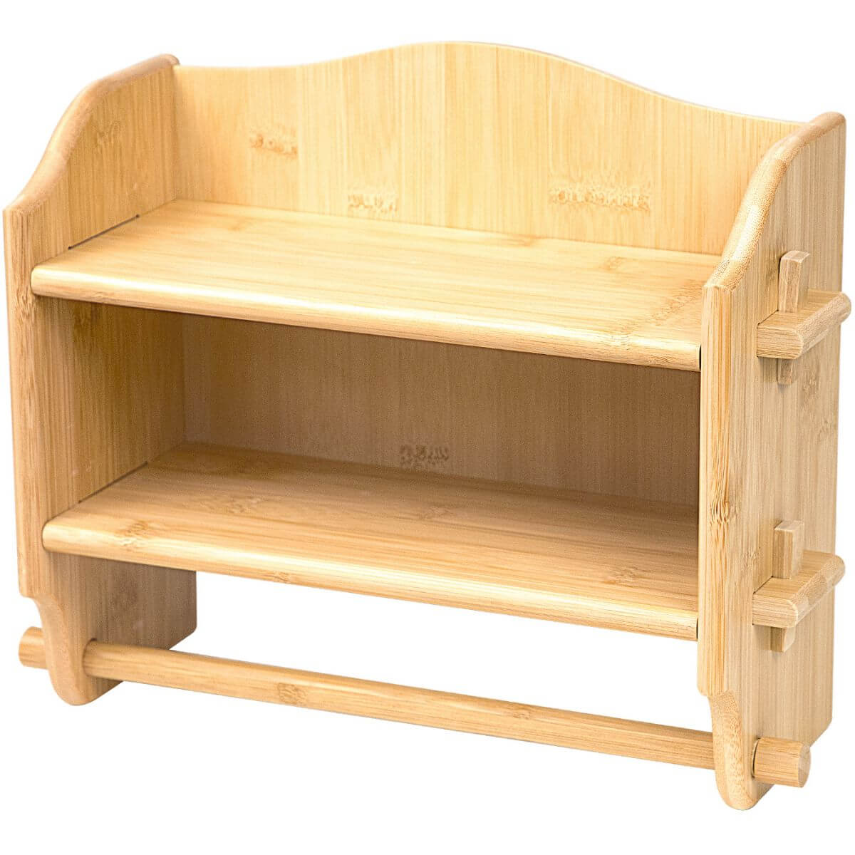 Side view of the 2-tier bamboo spice rack organizer.