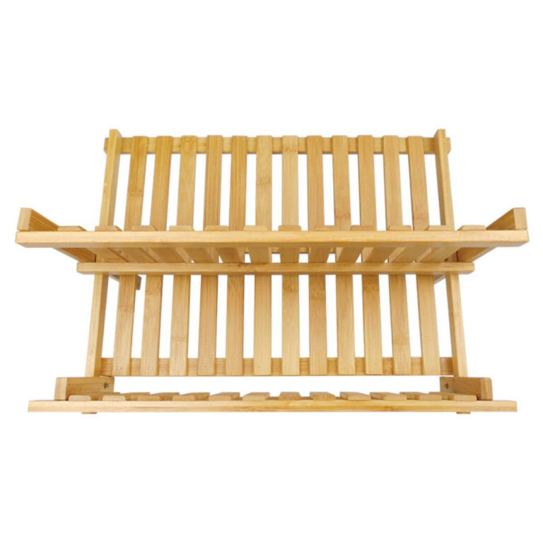 2-Tier Foldable Bamboo Dish Drying Rack