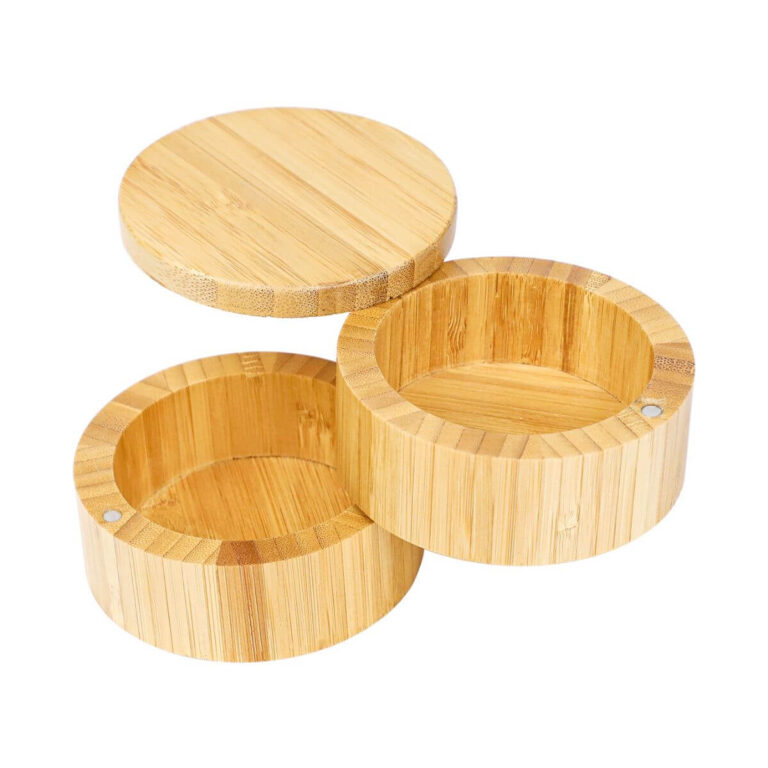 2-Tier Revolving Bamboo Salt Box