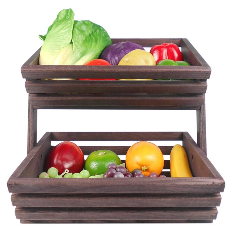 2-Tier Rustic Wooden Fruit & Vegetable Basket