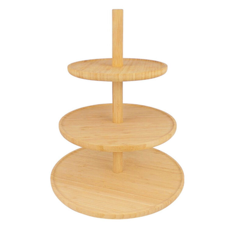 3-Tier Round Bamboo Dessert Display Stand