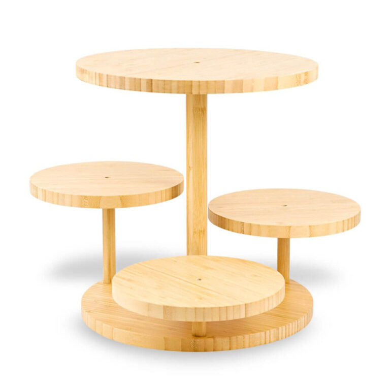 4-Tier Round Bamboo Cupcake Stand