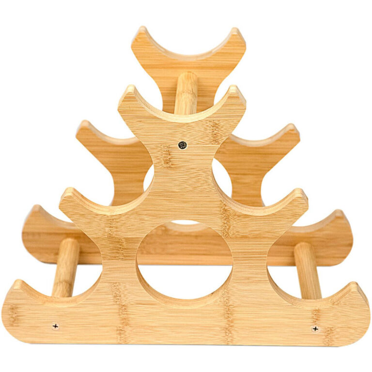 6-Bottle Pyramid Bamboo Wine Rack