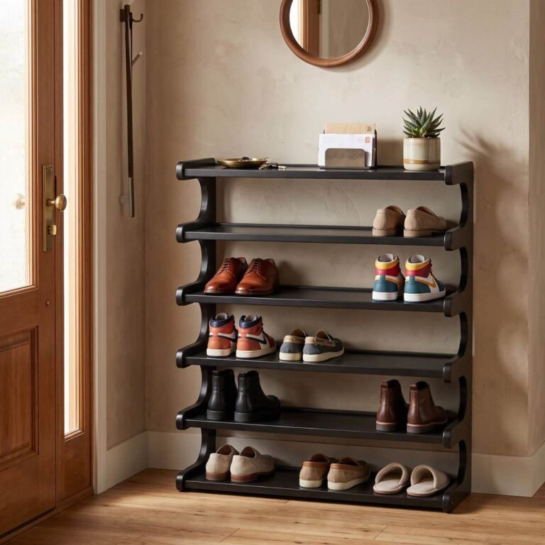 6-Tier MDF Shoe Rack with Curved Side Frame