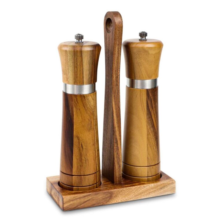 8.6-Inch Luxury Acacia Wood Mill Set with Handle Holder