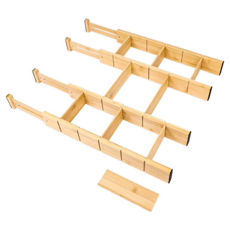 Adjustable Bamboo Drawer Dividers with Rubber Pads