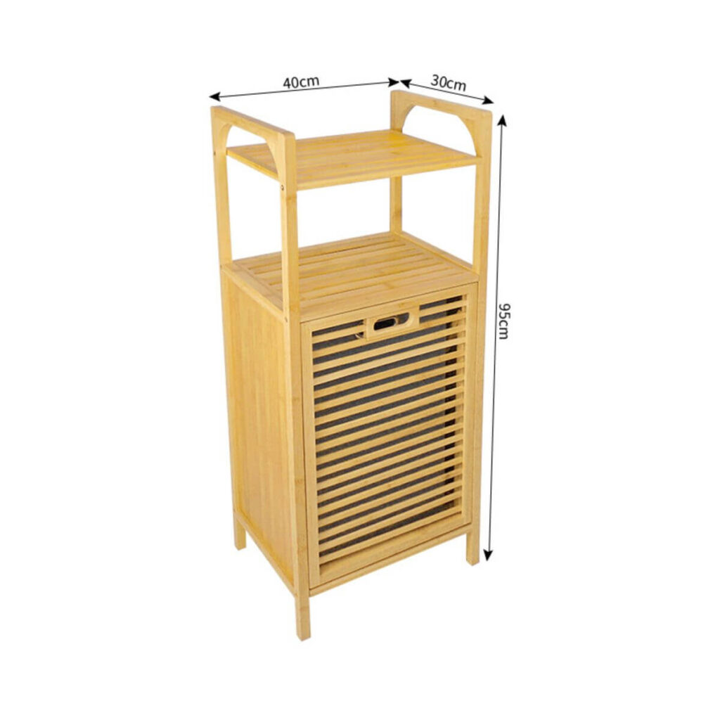Bamboo laundry hamper dimensions: 40 x 30 x 95 cm.