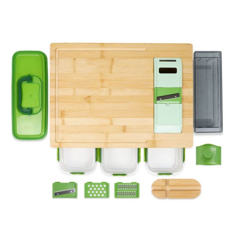 Bamboo Prep Cutting Board with Snap-Lock Storage Containers