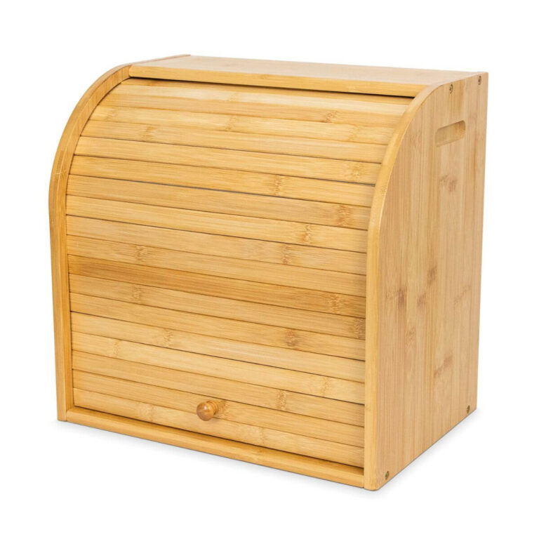 Large Bamboo Roll-Top Bread Box with Adjustable Shelf