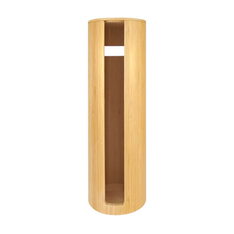 Bamboo Toilet Paper Roll Storage Container with Shelf & Handle