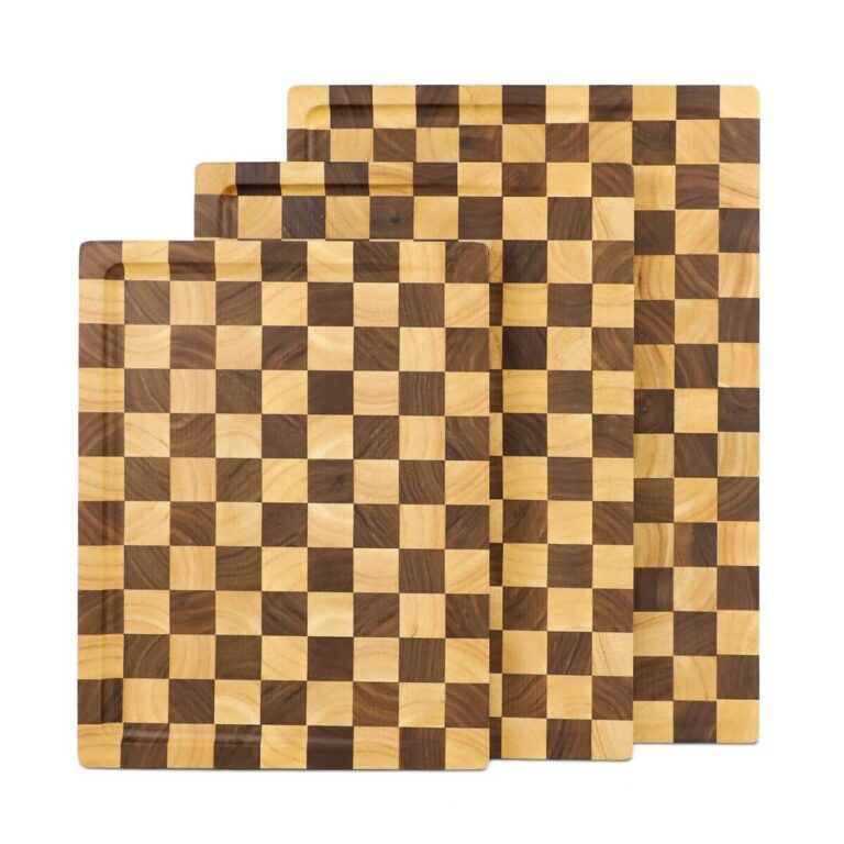 Checkered Walnut End Grain Cutting Board Set