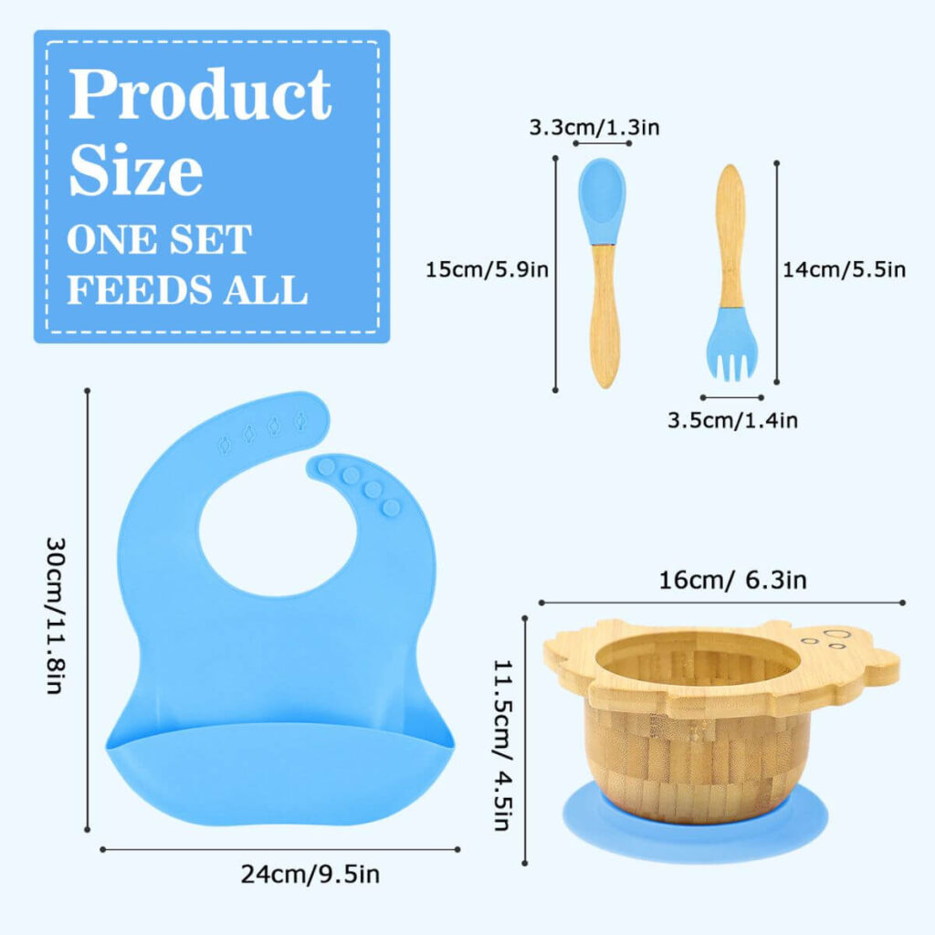 Hedgehog suction bamboo bowl dimensions: 6.3 inch diameter, 4.5 inch height.
