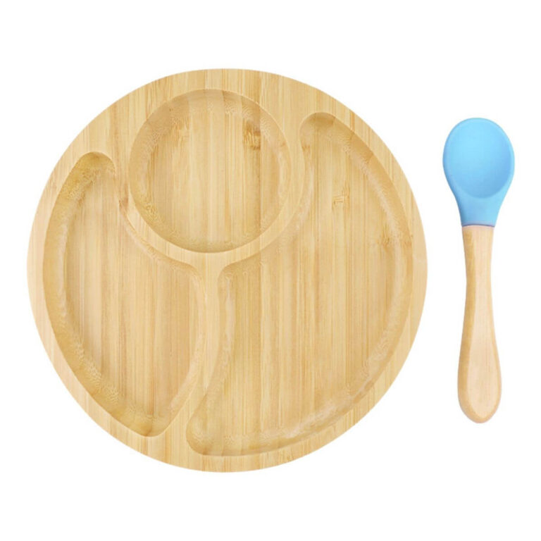 Minimalist Round Bamboo 3-Compartment Plate Set