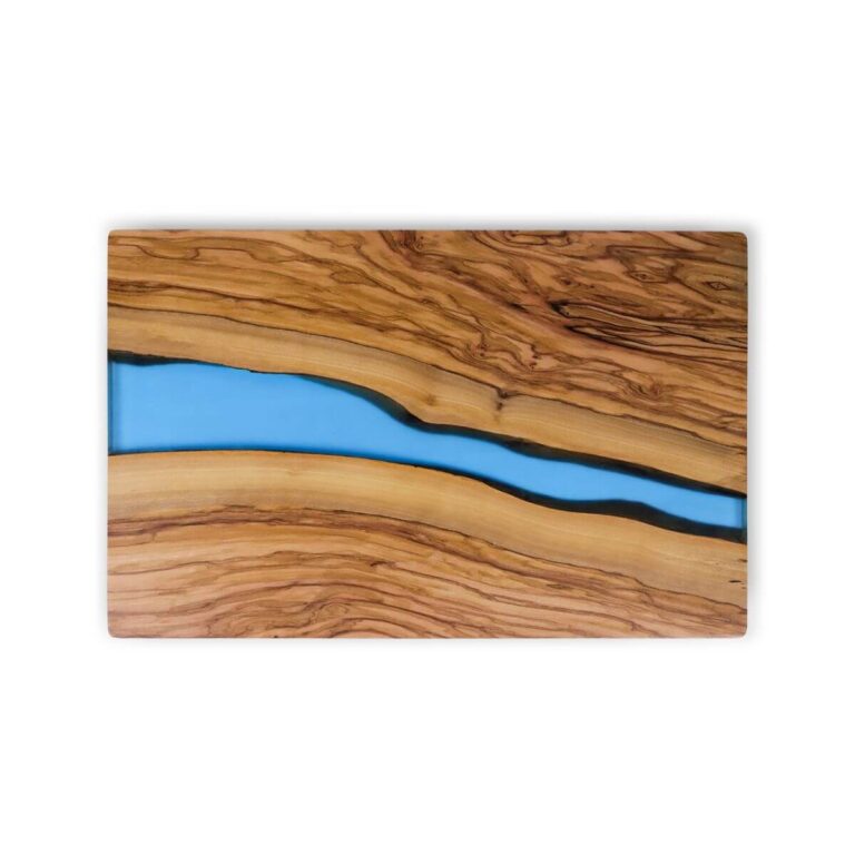 Olive Wood Charcuterie Board with Blue Resin River
