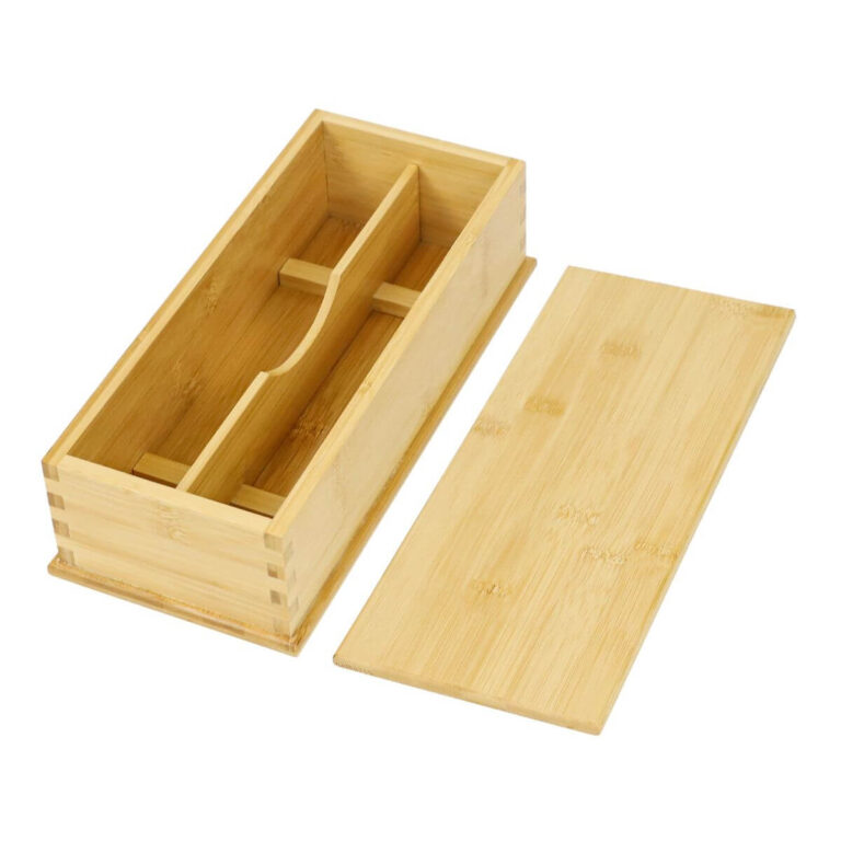 Portable Bamboo Flatware Box with Lid