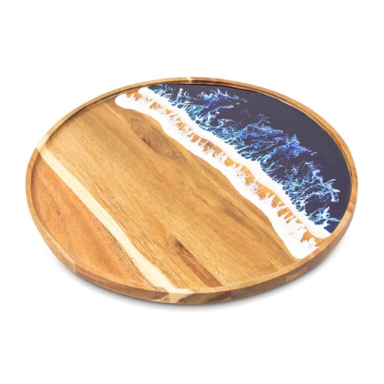 Round Acacia Resin Rotating Serving Tray