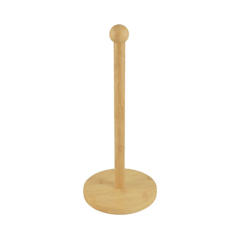 Standing Bamboo Paper Towel Holder with Round Base