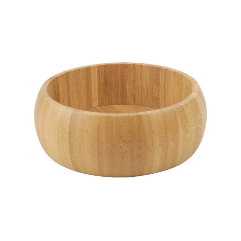 Straight-Wall Round Bamboo Salad Bowl