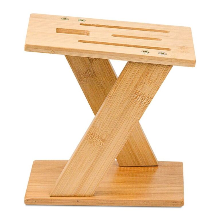 X-Shape Bamboo Knife Block with Scissor Rack